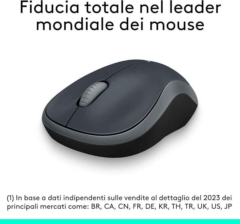 M185 Mouse Wireless, 2,4 GHz con Mini Ricevitore USB