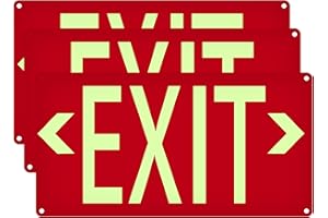 LXYSIGN (3 Pack) Photoluminescent Exit Sign Red - with Removable Directional Arrows, With strong self adhesive tape, 14.25 x 7.5 Inches Heavy Duty Aluminum Signs, Fade Resistant