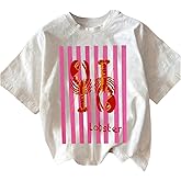 GORGLITTER Women's Graphic Tees Casual Printed Round Neck Summer Short Sleeve Loose T-Shirt Tops