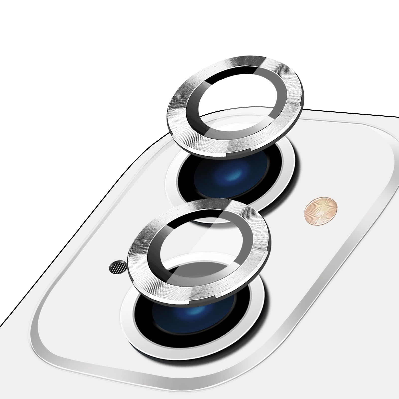 LucBuy Camera Lens Protector for iPhone 13/13 Mini, Premium HD Tempered Glass Aluminum Alloy Individual Ring Circle Lens Screen Cover Film,Anti-Scratch Lens Protector Sticker (Starlight)