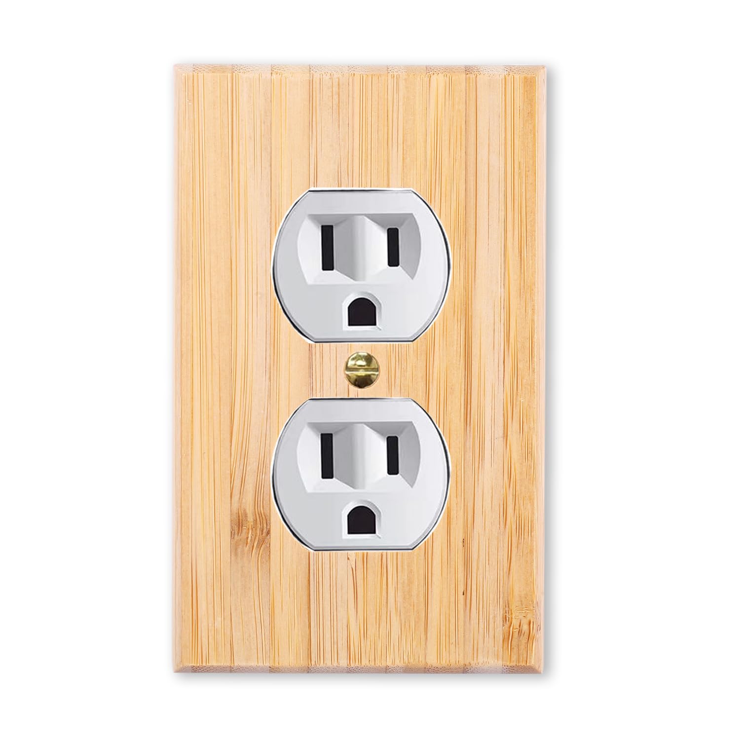 Photo 1 of 1 Pcs Solid Wood Double Hole Outlet Light Switch Plate Bamboo Outlet Covers Bamboo Light Switch Cover Quality Raw Wooden Light Switch Cover Decorative Wall Plate Outlet Plate