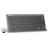 TECKNET 2.4G Wireless Keyboard, Small Keyboard with Media Hotkeys, Mini Keyboard Compact Wireless Keyboard, 12-Month Battery Life, Compatible with PC, Desktop, Laptop, Smart TV - Grey