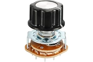 uxcell 6mm 4P3T 4 Pole 3 Position Selectable Single Deck Band Channel Rotary Switch Selector with plastic knob