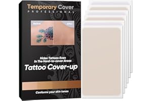 UPDATECLASSIC Tattoo Cover Up Tape, Natural Looking Concealer Patch, Breathable Tattoo Cover Up Makeup Waterproof for Hiding Unwanted Tattoo and Scars, 12Pcs