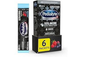 Pedialyte AdvancedCare Plus Electrolyte Powder, with 33% More Electrolytes and PreActiv Prebiotics, Berry Frost, Electrolyte Drink Powder Packets, 0.6 oz, 6 Count