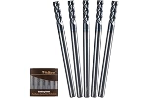 Sulfuras 3/16" Carbide Square Nose End Mill Set (5 Pcs), 4 Flute CNC Mill Bits Tools for DIY & Professional, Solid Carbide Cutter (Tungsten Carbide + Cobalt) for Milling Steel and Metals (5Pcs, 3/16)