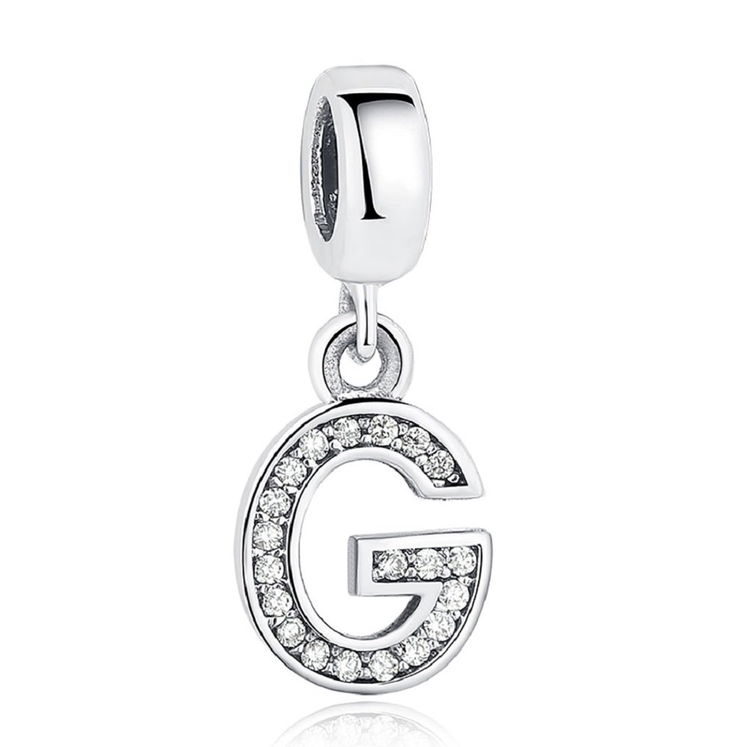 FeatherWish Letter G Name Alphabet A-Z Charms Sterling Silver 925 Fits And Compatible With Pandora Bracelets Gift For Birthday Christmas Friend Family Daughter Mum Wife (Letter G)