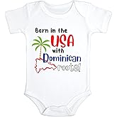 Born in the USA with Dominican Roots Baby Bodysuit | Newborn Baby Gift | Dominican Baby Jumpsuit