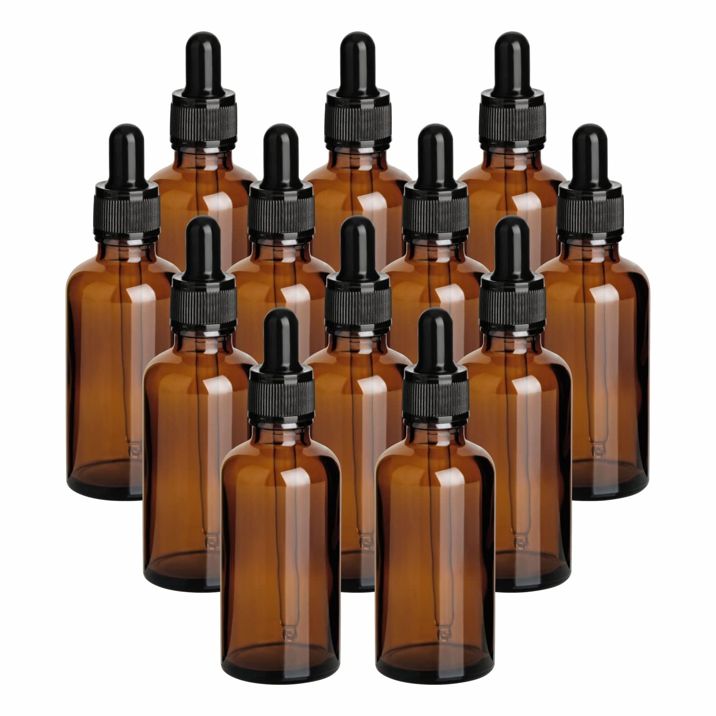 gouveo Set of 12 Empty 50 ml Pipette Bottles, Dropper Bottle Made of Brown Glass Including Flaschendiscount Brochure