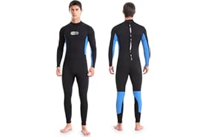 Wetsuits for Men, Mens Wetsuit Full Body Diving Suits, 3mm Neoprene Wet Suit for Men Long Sleeve Back/Front Zip Wetsuit for D
