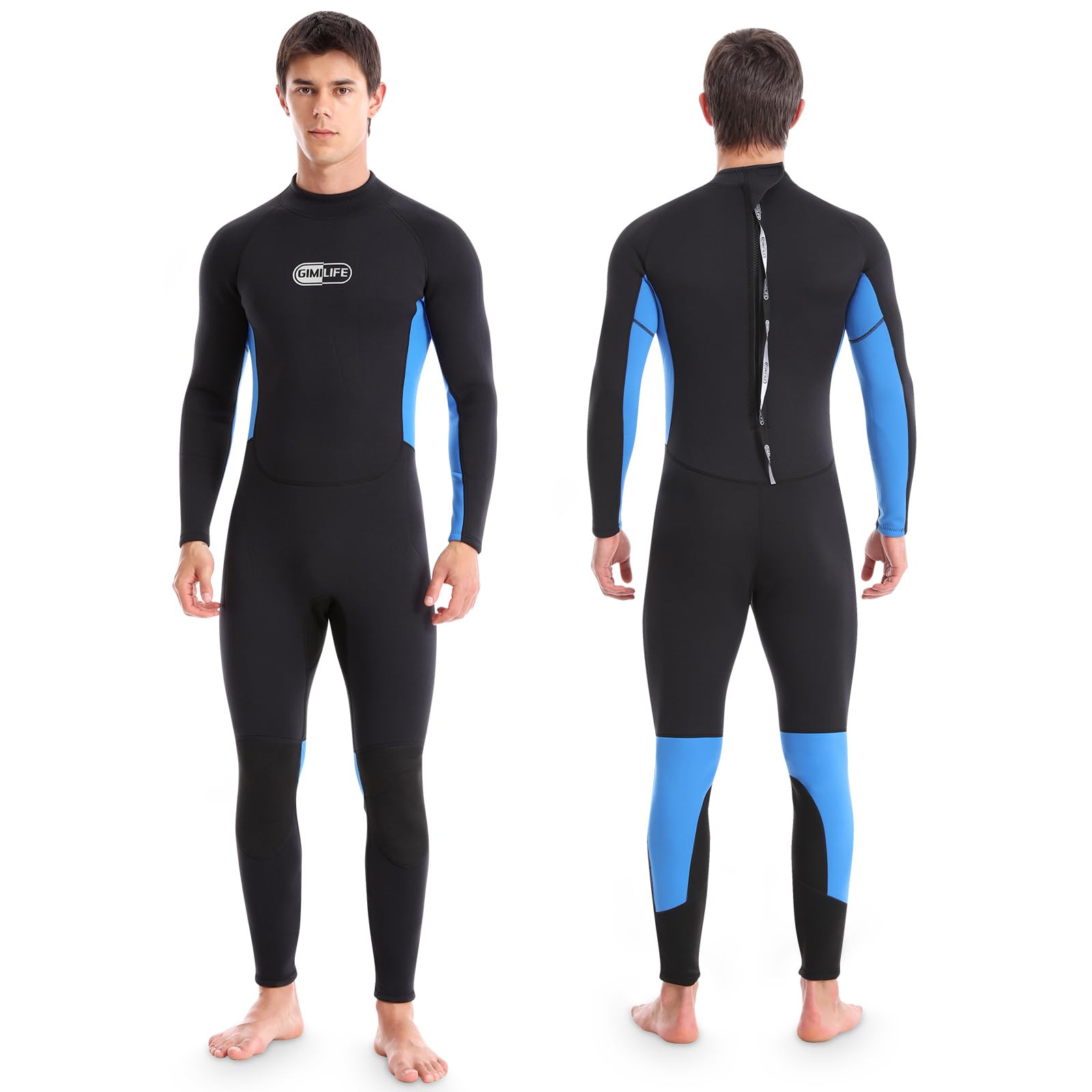 Mens Full Length Wetsuit, 3mm Neoprene Wet Suit for Diving, Snorkeling, Swimming, Surfing