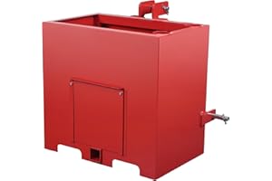 GAOMON 3 Point Ballast Box, 800lbs Capacity, Standard 2 inch Hitch Receiver, with 5cu.ft Volume, Heavy Duty Steel, Fits Category 1 Tractor Attachment, Red
