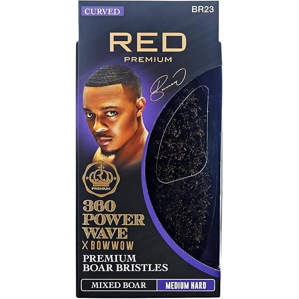 Red By Kiss Premium Pocket Wave Brush – Gebogene Wildschweinborsten Für 360 Waves, Perfekt Für Lockiges, Kurzes Haar & Fades