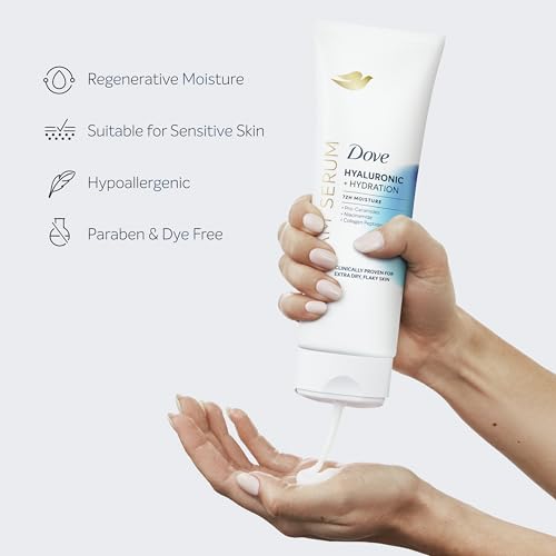 DOVE CREAM SERUM HYALURONIC + HYDRATION FOR EXTRA DRY, FLAKY SKIN, WITH PRO-CERAMIDES, NIACINAMIDE AND COLLAGEN PEPTIDES LOTION, 8 OZ
