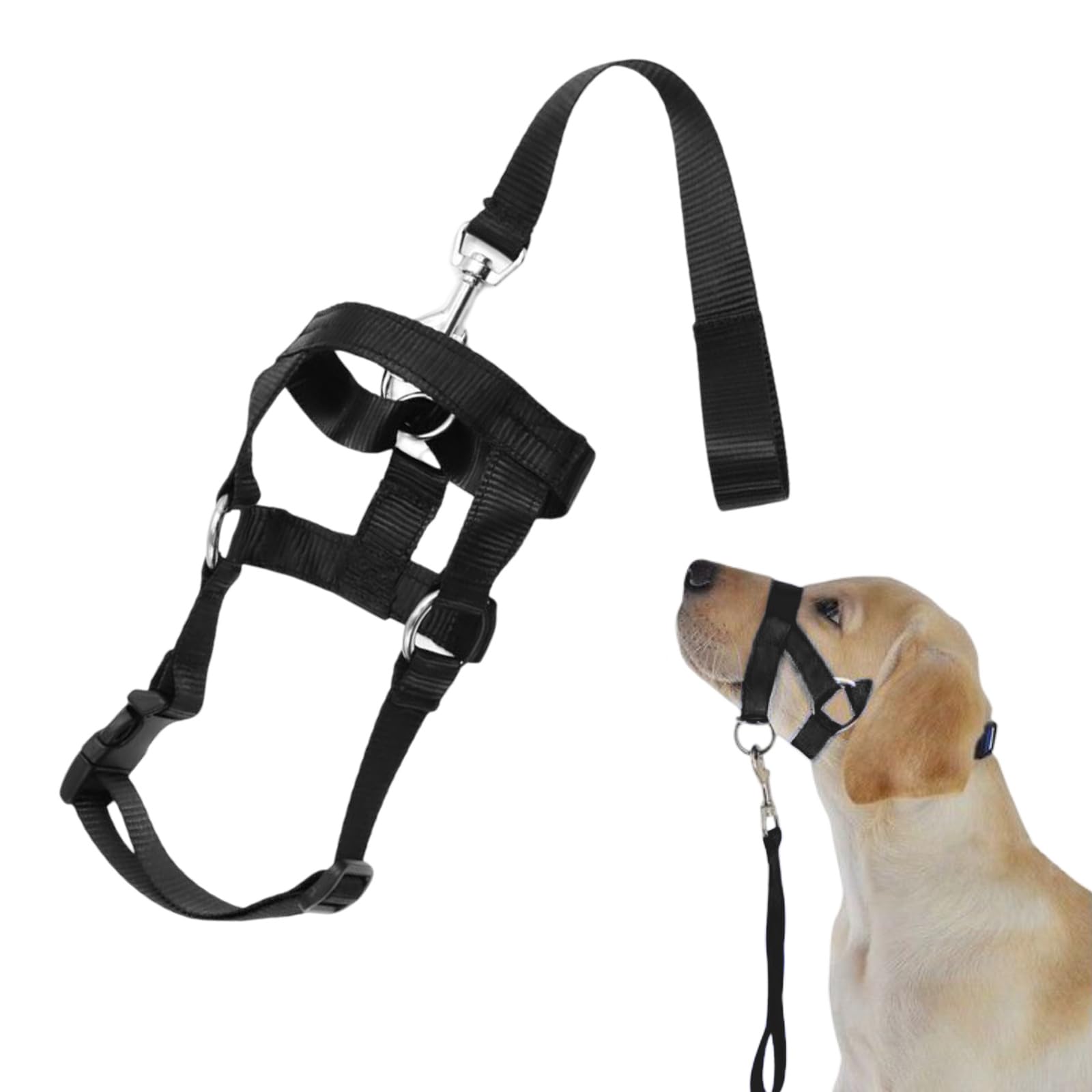 Black Dog Muzzle, Can Stop Pulling On The Leash, Easy To Use, With Padded Nose Strap, Adjustable, Leash And Dog Walking Supplies.