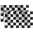 2Pack-NEW Checkered Flags 3x5 Ft,Canvas Header and Double Stitched - Brass Grommets for Easy Display,Black and White Racing Flag Race Car Party Banner