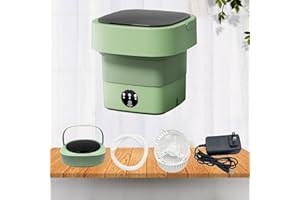 SZPENGC Mini Portable Washing Machine, Foldable Washing Machine for Apartments, Camping, Travel, 8L High Capacity with 3 Modes Deep Cleaning of Underwear, Baby Clothes and Other Small Clothes(Green)