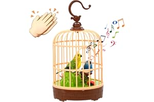HWD Voice-Activated Induction Birds Birdcage Toy, Talking Chirping Fluttering Parrot Birds Toys Gifts for Baby Toddler Kids Children (B)