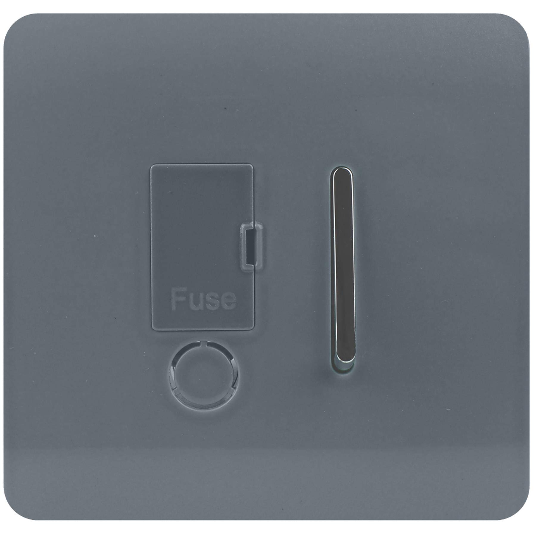 Trendi Switch Screwless Artistic Modern Glossy Tactile 230V Switched 13 A Single Fused Spur Connection Unit w/Flex Outlet Chrome Rocker in Warm Grey - ART-FSWG
