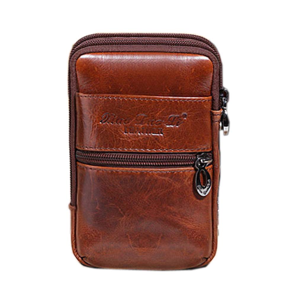 Xieben Leather Phone Belt Holster Waist Case Bag for Men Travel Outdoor Camping Cell Phone Loop Pouch Pack Purse Wallet Holder for Phone Coffee