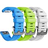 NotoCity Compatible with Fenix 6X Pro Band 26mm Watch Bands For Fenix 6X/Fenix 7X/Fenix 5X/Fenix 5X Plus/Fenix 3/HR/Tactix/Descent MK1/D2 Delta PX/D2 Charlie(Blue/white/green)