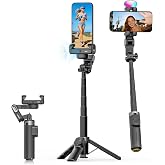 AOCHUAN AI Tracking Gimbal Stabilizer for iPhone w/Wirless Remote-M3Promini | 360&deg; Rotation for iPhone/Andriod Sefie Stick, One-Touch Open Tripod, RGB Fill Light, 4 in 1 Phone Gimbal for Vlogging, Travl
