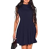 Women's Casual Sleeveless Round Neck Mini Dresses Summer Ruched A-Line Dresses