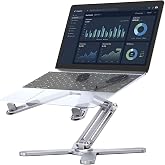 Atizzy 360 Rotating Laptop Stand Riser, Foldable for Desk, Silver | Aluminum Ergonomic Riser, Adjustable Height &amp; Angle for Collaborative Work. Portable Fits MacBook &amp; Laptops up to 16 inches