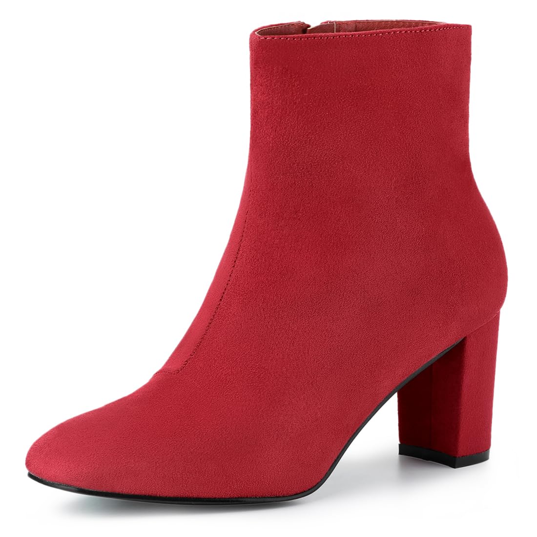 Photo 1 of Allegra K Women's Dress Side Zip Chunky Heel Red Ankle Boots 10 M US