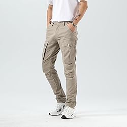 Plaid&Plain Men's Cargo Pants Slim Fit with