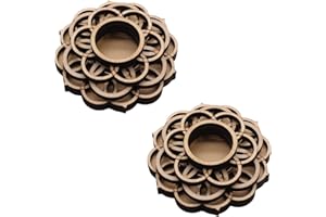 ZHU YU CHUN 2 PCS Creative Wooden Lotus Crystal Stand Sphere Display Stand Wooden Mini Sphere Holder Grid Board for Crystal Ball Nature Stone Collection(3.9 Inch lotus)