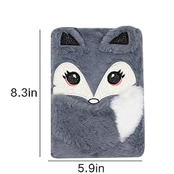 Fuzzy Plush Notebook Journal Cute Cartoon Fox Diary