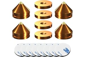 DUFRAY 4Sets HiFi Speaker Spikes Stand Feet Pad, 0.9x0.86in, Hi-end Speaker Isolators Shock Absorber with Non-Slip Rubber Pads for Audiophile DAC Speaker Subwoofer Amp Turntables CD/DVD Players