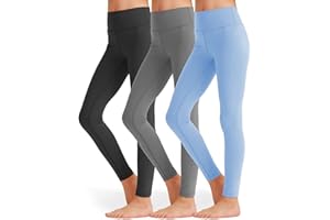 SKIDREAM 3 Pack Girls Black Athletic Leggings, Printed Ankle Length High Waisted Yoga Pants for Kids Teen