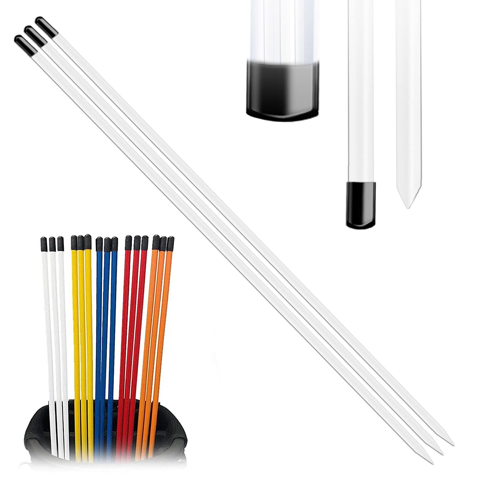 FINGER TEN Golf Alignment Sticks with Cover 48 Inch Practice Stick 3 Pack, Golf Training Aid Sticks for Aming Indoor Outdoor Garden (3 Pack in White) โ image 1