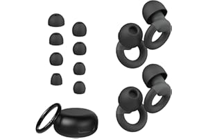 JUSTRVN Ear Plugs for Sleeping, 2 Pairs of Reusable Earplugs for Noise Reduction 25dB-30dB with 8 Ear Tips, Soft Hearing Prot