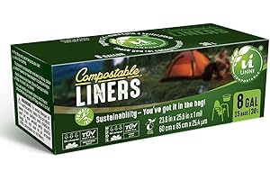 UNNI Compostable Portable Toilet Replacement Bags, 8 Gallon, 15 Count, Heavy Duty 1 Mils, For Portable Toilet Chair, Earth Friendly Highest ASTM D6400, Europe OK Compost Certified, San Francisco