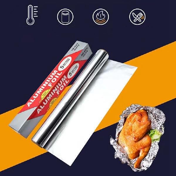 HEAVY DUTY ALUMINUM FOIL ROLL,FOR GRILLING, ROASTING, BAKING, AND FOOD STORAGE TO PRESERVE FRESHNESS,12″ WIDTH, PERFECT FOR KITCHEN WRAP,COOKING (15MICRO THICKNESS, 65 FT)