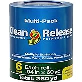 Duck Clean Release Blue Painter's Tape 1-Inch (0.94-Inch x 60-Yard), 6 Rolls, 360 Total Yards, 240459