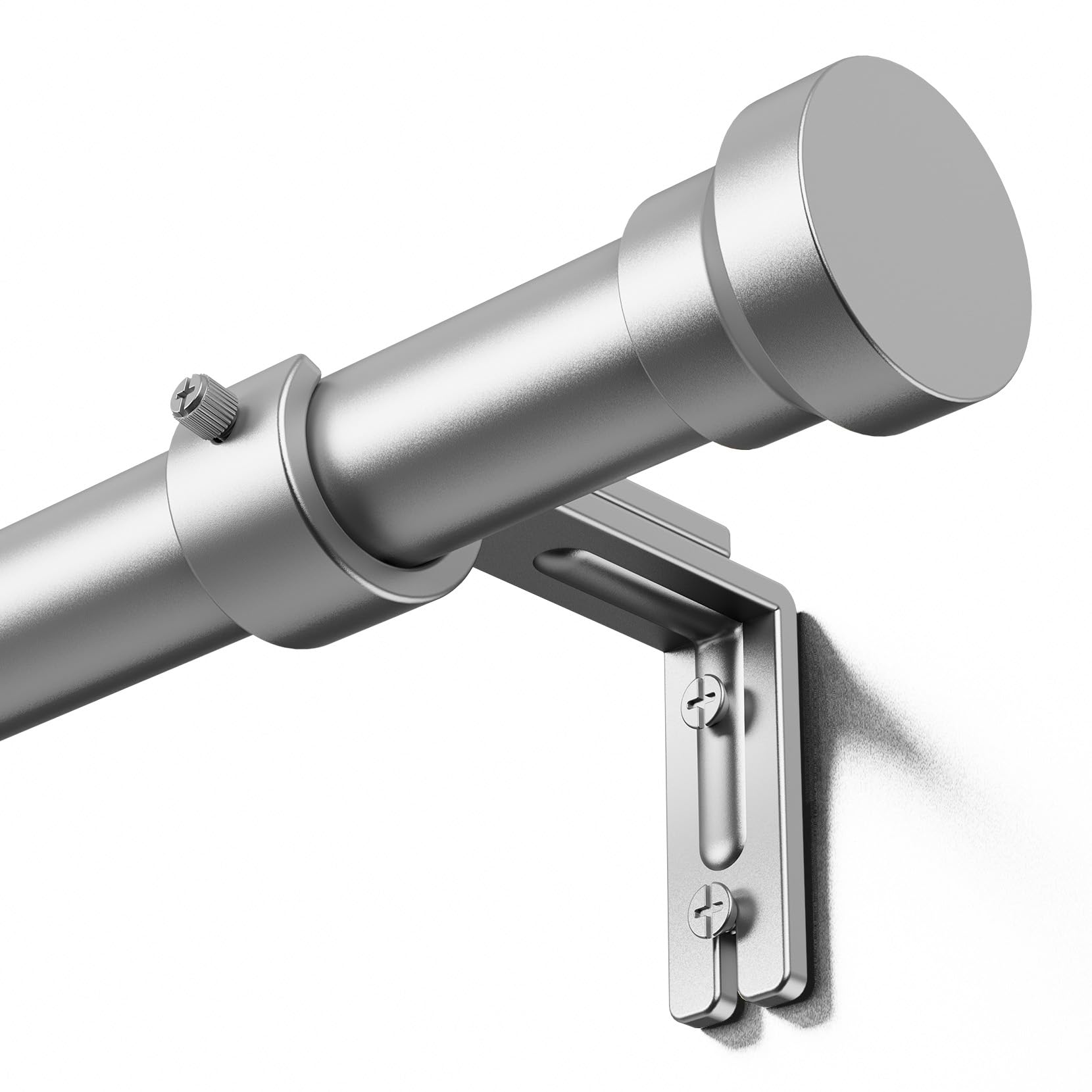 Curtain Rod 32-144 Inch, Heavy Duty 1 Inch Adjustable Curtain Rods for Windows, Sliver Extra Long Window Treatment Rods, Modern Design, Easy Installation Image