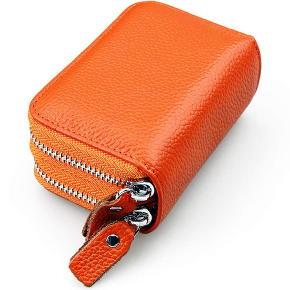 spomei 15 Credit Card Holder Case for Women, Credit Card Security Leather RFID Blocking Small Accordion Wallet K-B-B15, Orange, One Size, RFID Wallet