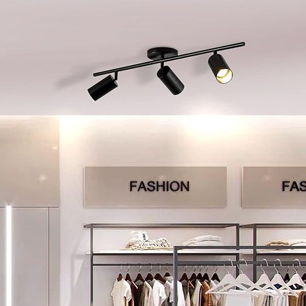 KCO LIGHTING MODERN MATTE BLACK TRACK LIGHTING 3-LIGHTS KITCHEN TRACK LIGHTING FIXTURES CEILING INDOOR FLUSH MOUNT CEILING SPOTLIGHTS DIMMABLE LED CEILING SPOT LIGHT (3-LIGHT)