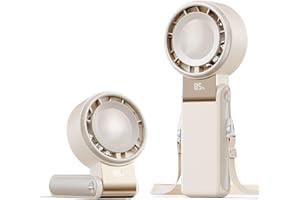 SHEWIND Portable Handheld Turbo Fan, 4000mAh Mini Folding Fan with LED Display, 5 Speeds Rechargeable Personal Pocket Fan for