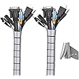120 Inch Cable Sleeve, Flexible Cord Bundler Wire Wrap Cable Management System for Office and PC-Gray