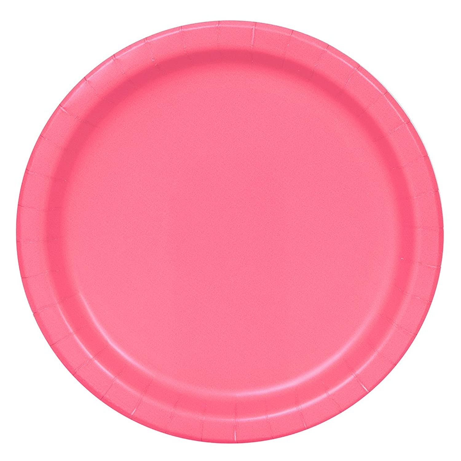 Solid Hot Pink Round Paper Dinner Plates (22cm) 16 Count - Sturdy & Elegant for Parties and Events