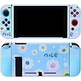 Protective Case for Nintendo Switch 2017, Dockable Switch Case Grip Cover for Switch Console & Joy Con Soft Slim Shell Shock-Absorption & Anti-Scratch Travel Cases Flower (Blue)