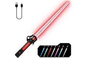 GIANBY Light up Saber for Kids, Dual Light Sword RGB 7 Colors Changeable with 3 Modes FX Sound, Expandable LED Dual Swords Set for Galaxy War Fighter Warriors, Halloween Cosplay