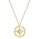 GAVU 925 Sterling Silver Compass Necklace for Women, Dainty Sterling Silver Necklace for Women