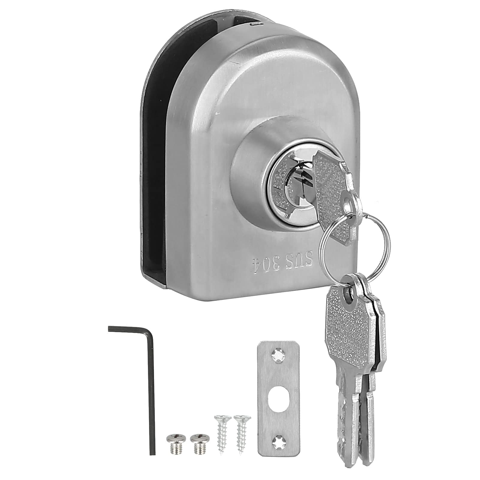 Glass Door Floor Lock Push Sliding Gate Lock Antitheft Foam Pad Single Side Door Lock Stainless Steel Frameless Glass Door Locks for Commercial