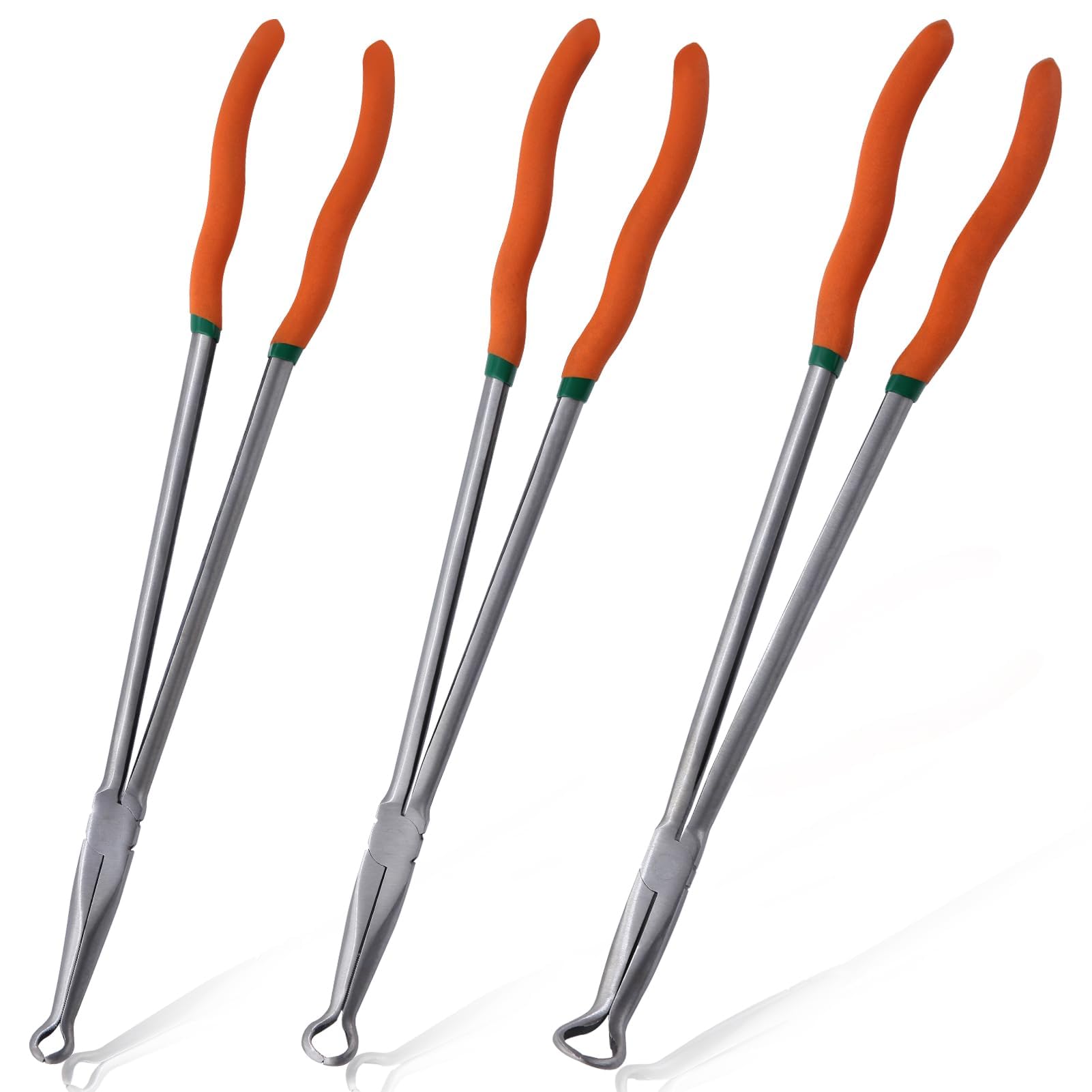 SPEEDWOX 3Pcs 16" Long Reach Hose Ring Pliers Set - Small (7mm), Middle (13mm), Large (18mm) Rings - Carbon Steel - Orange Ergonomic Plastic-Dipped Handle - Automotive Maintenance & DIY Projects